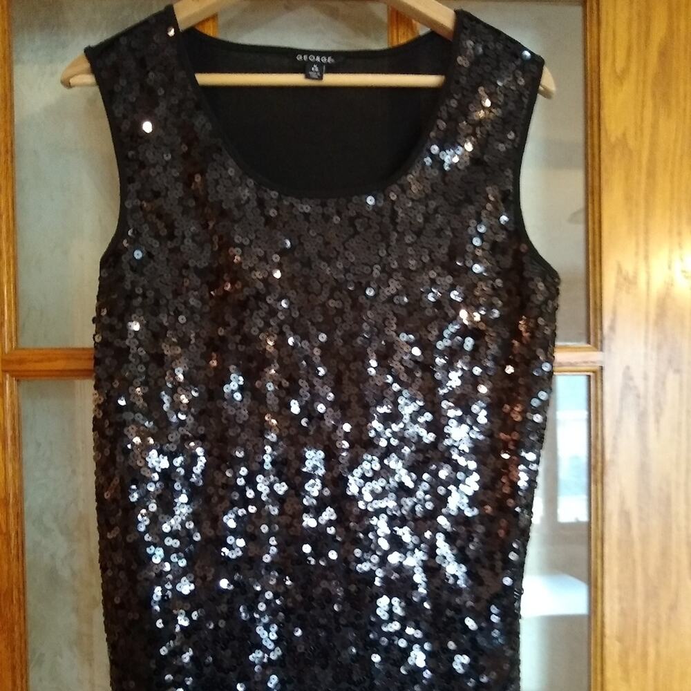 George Black Sequin Sleeveless Top - Size M - Dressy, Party, Holiday